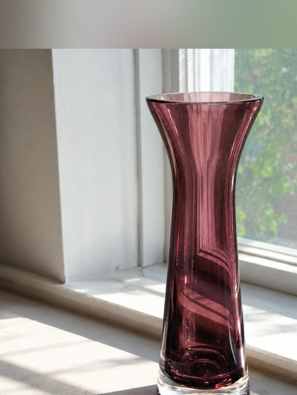 Vintage Style Amethyst Purple Heavy Art Glass Vase
